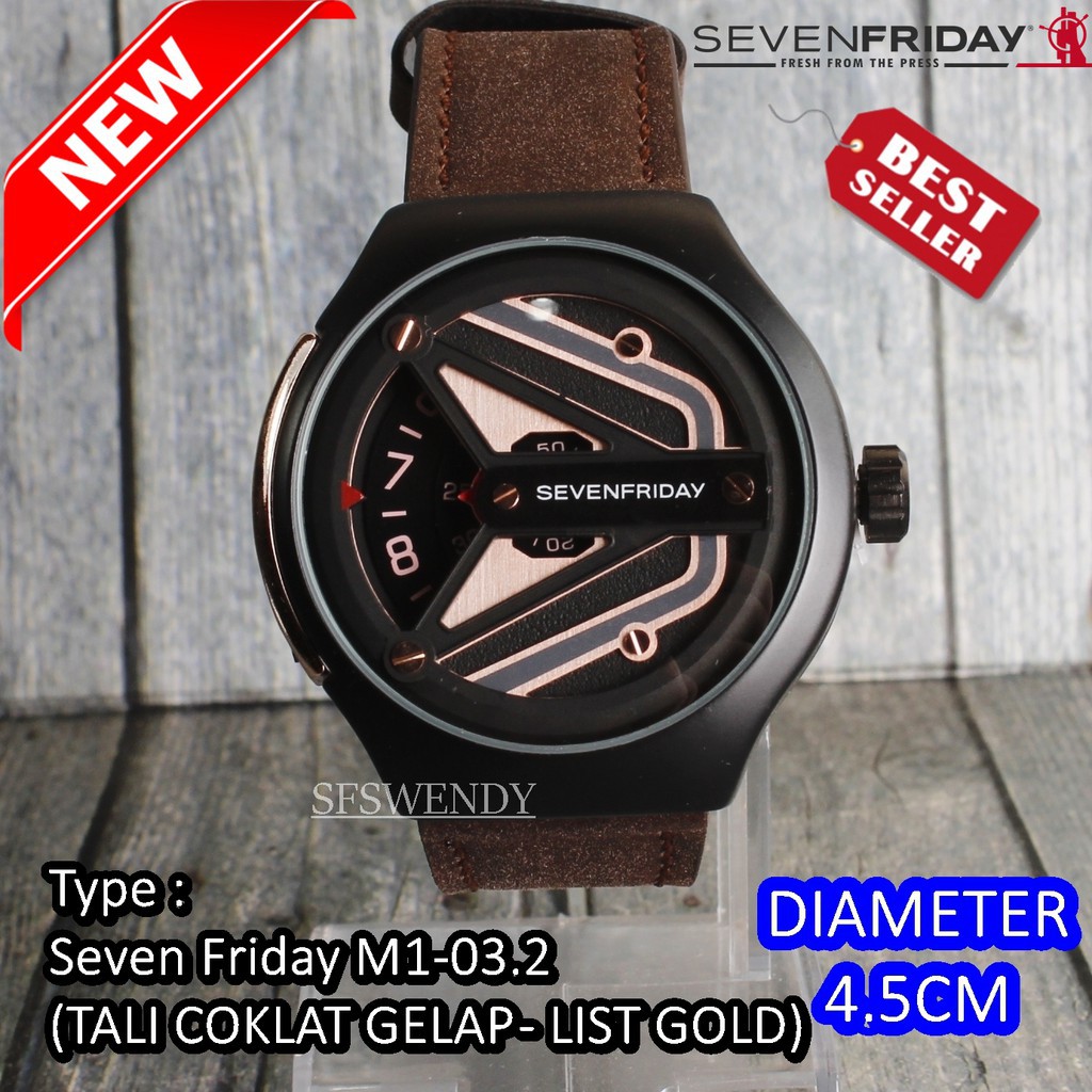 Jam tangan Seven Friday SevenFriday M1 03 Kulit Sapi ASLI Authentic Leather Premium coklat tua