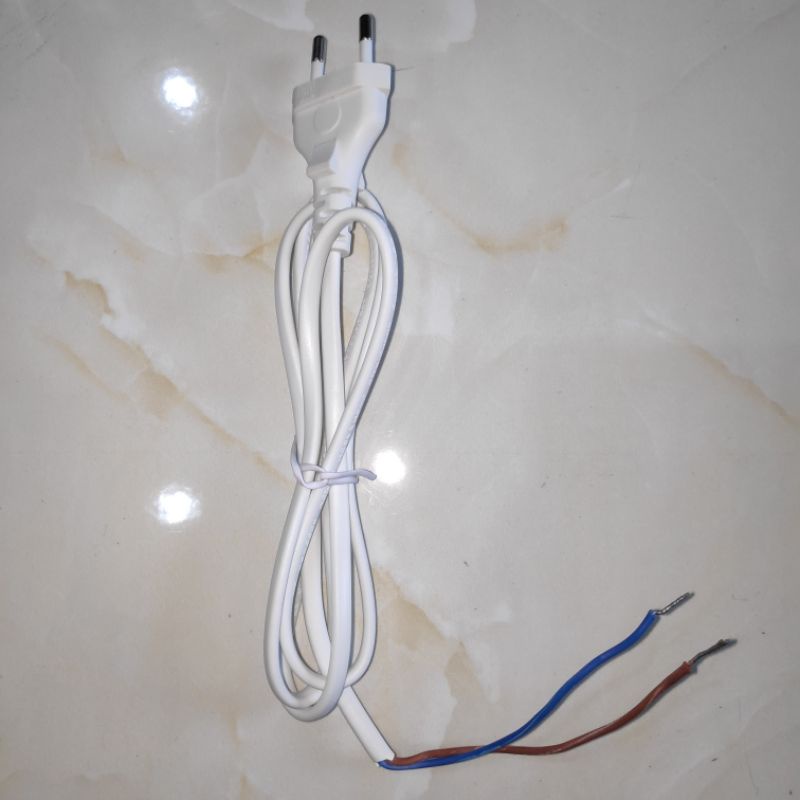 Kabel Power Listrik AC Tembaga 2x0.5mm2 2.5A 250V Panjang 110cm Steker Colokan Kecil