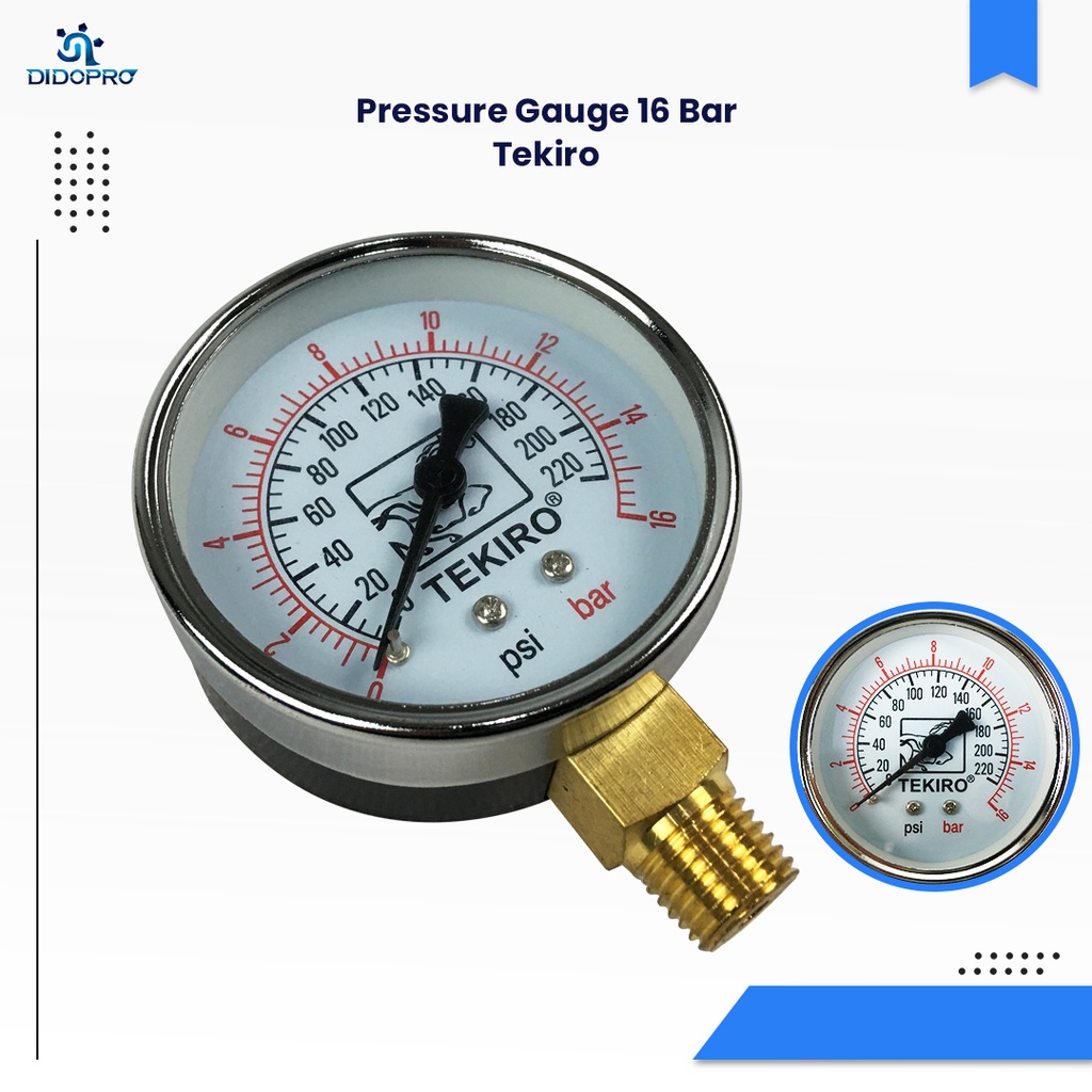 Manometer 16 bar TEKIRO Pressure Gauge 16 bar Manometer 16kg Mano Meter 16bar Presure Gauge Tekanan