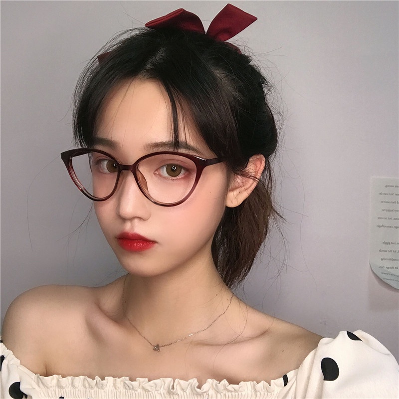 HZ Kacamata Korea Wanita Kacamata Anti Radiasi Wanita Retro Fashion Cat Eye Eyeglasses Kacamata Fashion Wanita