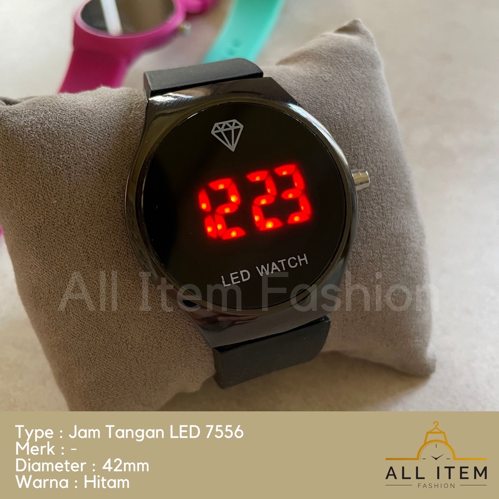 COD✅ Jam Tangan Bulat Digital LED 7556 Rubber Electronic Fashion Pria Wanita / Watches