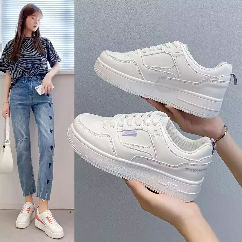 NARA Sepatu Sneakers Wanita Korea Sepatu Fashion Putih SH01