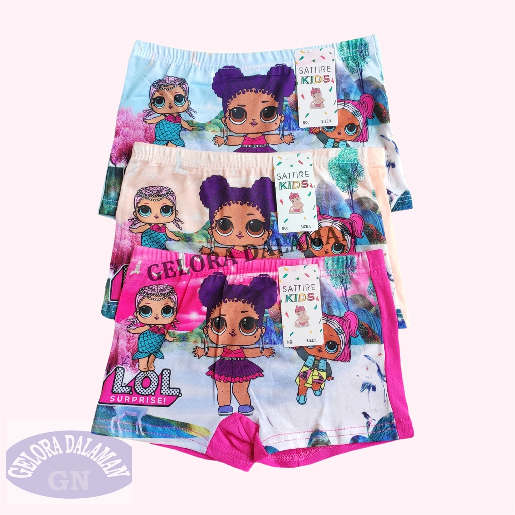 3 Pcs Celana Boxer Anak Perempuan Motif Kartun Celana Dalam Anak Cewek