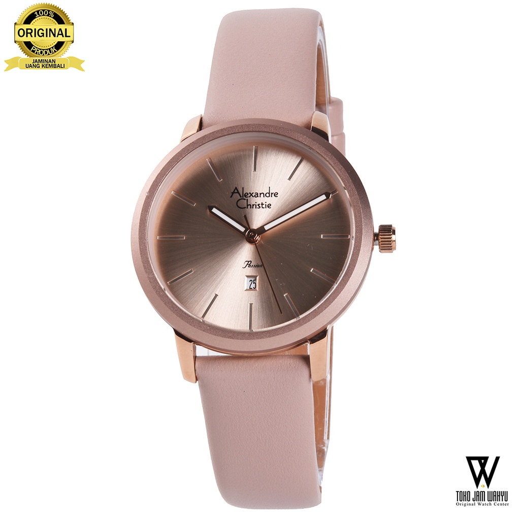 Alexandre Christie 2954 LDLRGRGPN - Jam Tangan Wanita - Rosegold - Pink Leather Strap