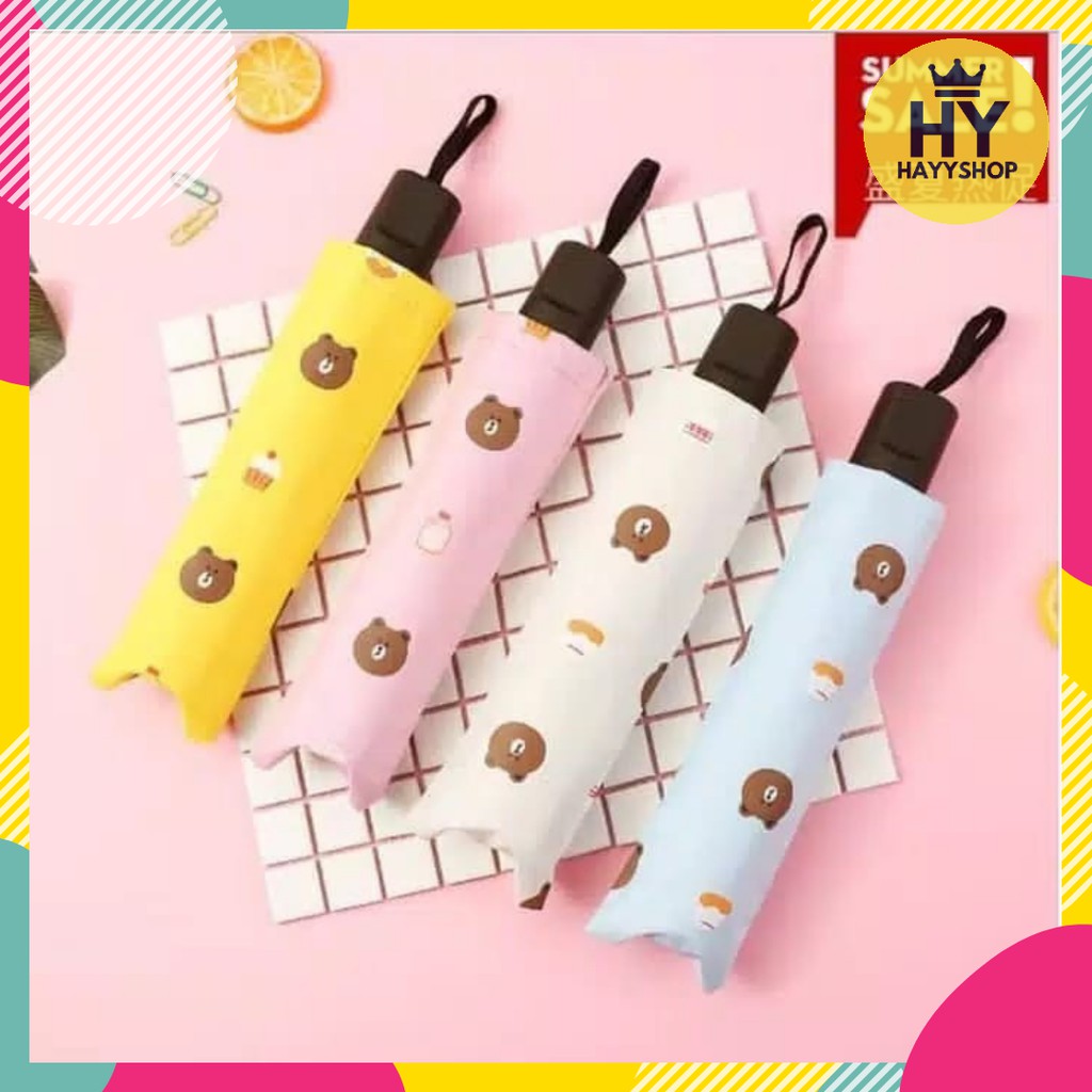 Payung Lipat / Payung Otomatis / Automatic Umbrella Motif Beruang Py01