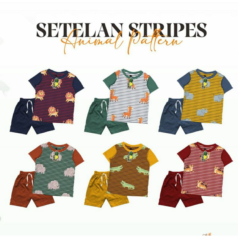 DIO Stripe Animal Setelan Baju Anak dan Bayi motif Animal Garis Garis Striipe