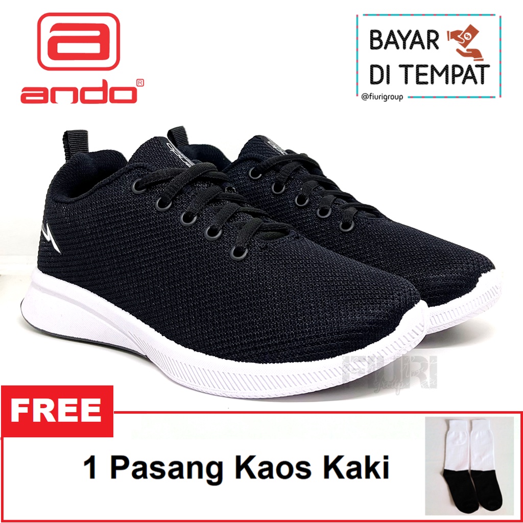 FIURI - ANDO ORIGINAL - EMILIA 33-40 HITAM PUTIH - SEPATU SNEAKERS SPORT KANVAS SOL KARET ANAK PEREMPUAN - SEPATU KETS TRENDY WANITA - SEPATU OLAHRAGA LARI FITNES SENAM KERJA KULIAH SEKOLAH SD SMP SMA BERTALI CEWEK MURAH PROMO DISKON BONUS KAOS KAKI