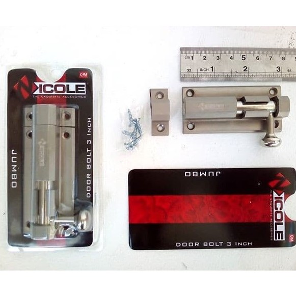 Grendel Stainless Steel Putih Merk Nicole/SELOT SLOT KANDANG ELMARI PINTU NICOLE