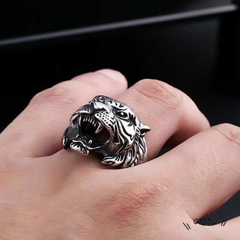 【COD】Cincin Kepala Harimau Gaya Retro Untuk Pria