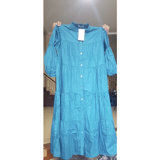 MAXI DRESS QIQI DRESS ZARA BASIC-Biru turkis