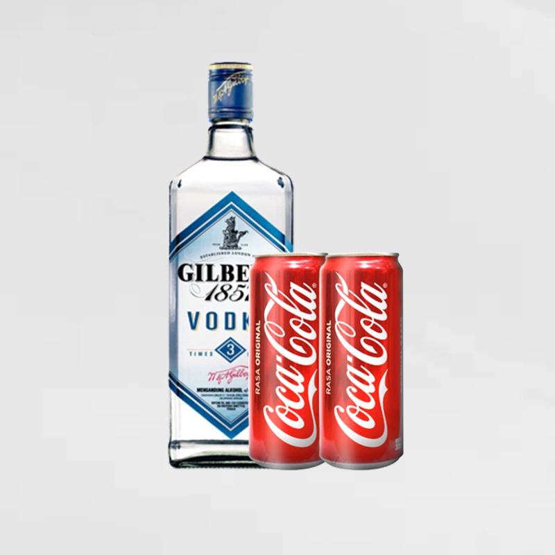 Promo Gilbeys Vodka 750 Ml + 2 Coca Cola Can 250 ml