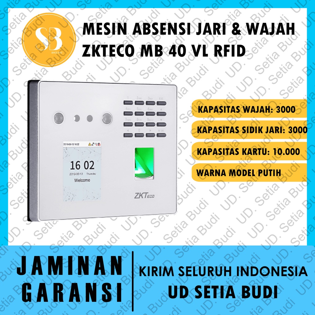 Zkteco MB 40 VL Mesin Absensi Wajah Jari dan Kartu Access Door