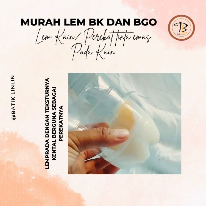 PAKET LEM Kain BK dan BGO/LEM untuk Bahan Perekat Bahan Bubuk Emas/Untuk Lem Kain Decopage