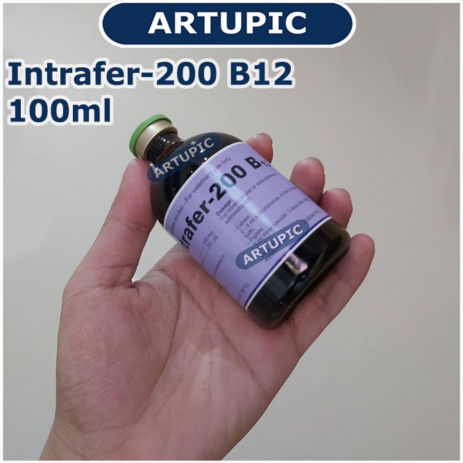 intrafer-200 B12 100 ml Obat Anemia Pertumbuhan Sapi Anak Babi DLL Hewan Lainnya Obat Anemia Proses Melahirkan Gizi Tidak Seimbang Kehilangan Darah Parasit Infeksi Zat Besi Vit B12 Kambing Domba Anjing Kucing