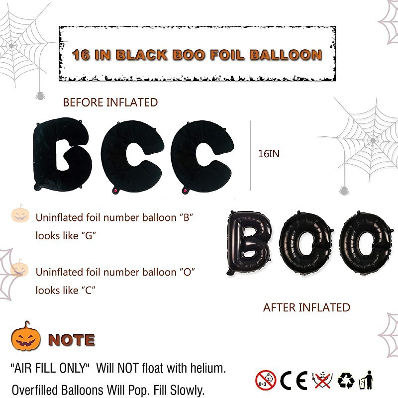 1 Set Balon Foil Confetti Desain Laba-Laba Kelelawar Tengkorak 3D Untuk Dekorasi Pesta Halloween