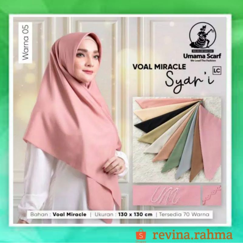 Umama scarf Voal Miracle Syar'i Plain Metal Logo Hijab segiempat Voal miracle syari, hijab syar'i ju