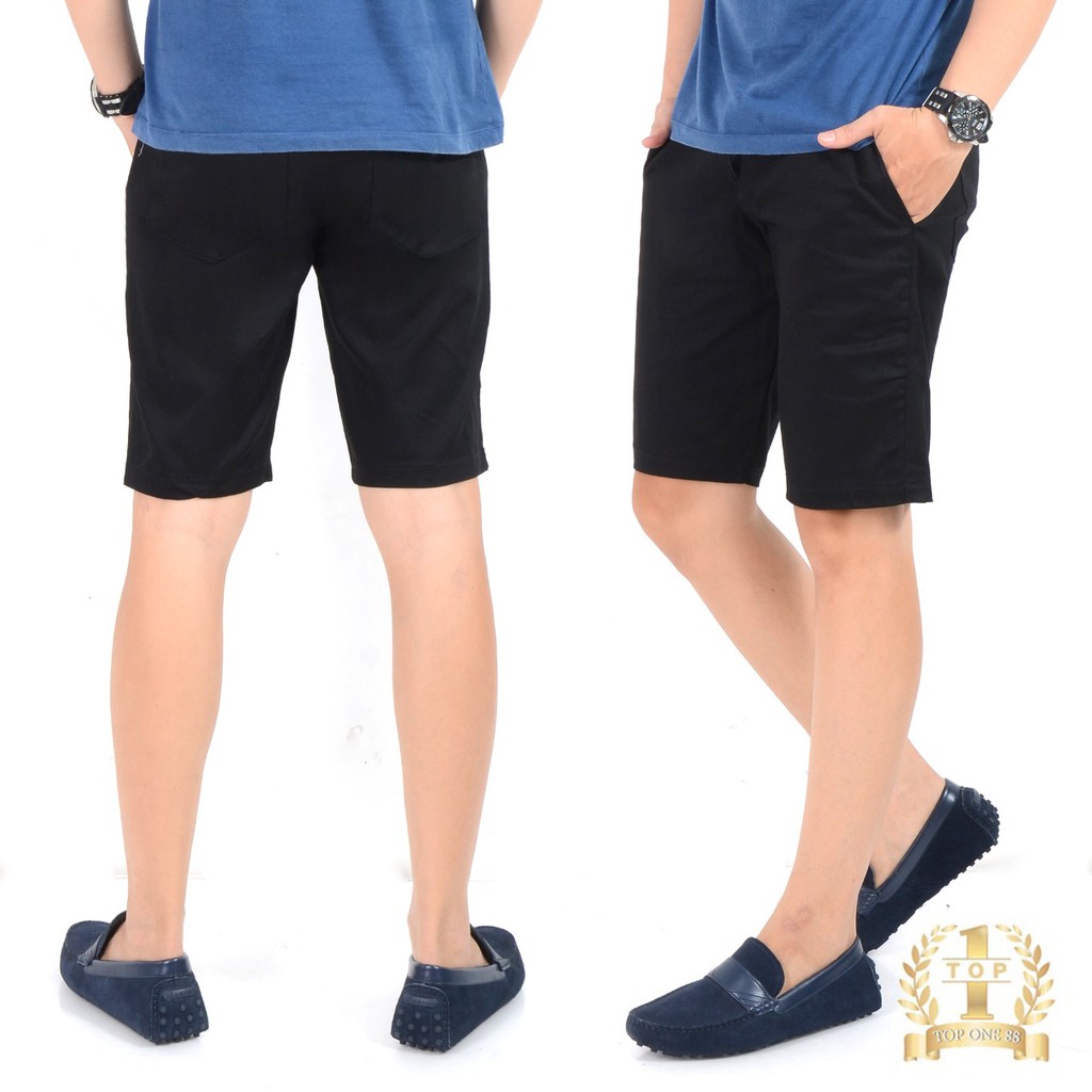 Topone88 Celana Pendek Pria Chino-Hitam