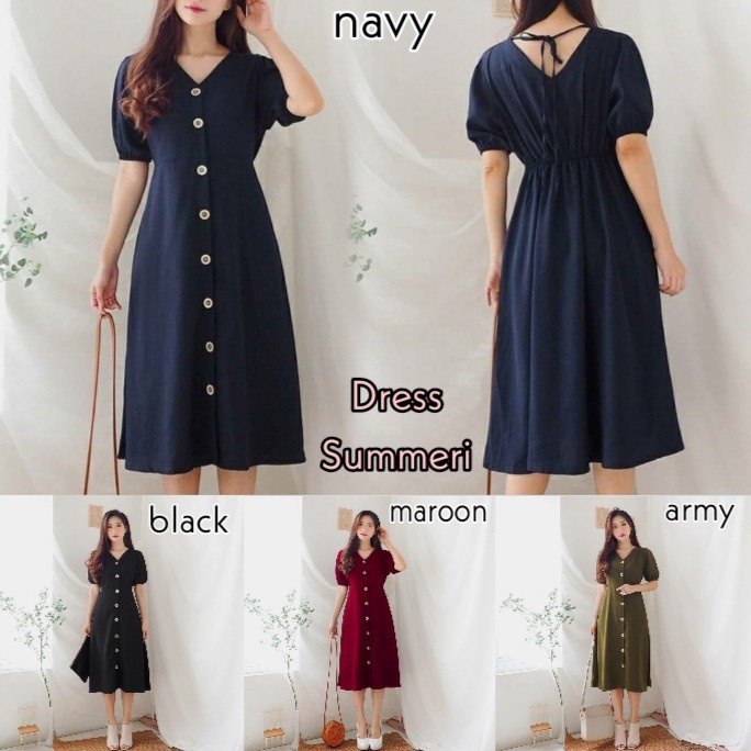 DRESS SUMMERI DRESS SIMPLE CASUAL MIDI DRESS KOREAN STYLE TERBARU / Dres cantik simple casual