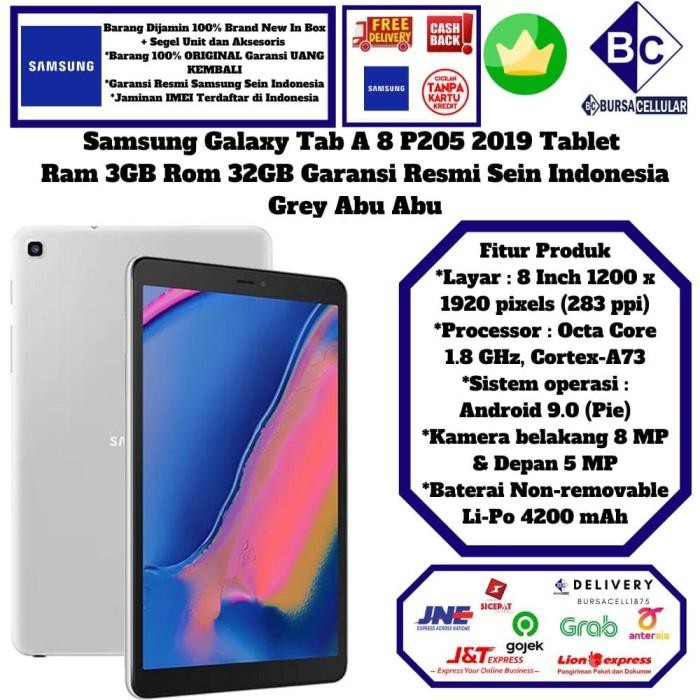 tablet mantap coy.... Samsung Galaxy Tab A A8"/8inch/8.0 2019 S PEN P205-Garansi Resmi-GRAY