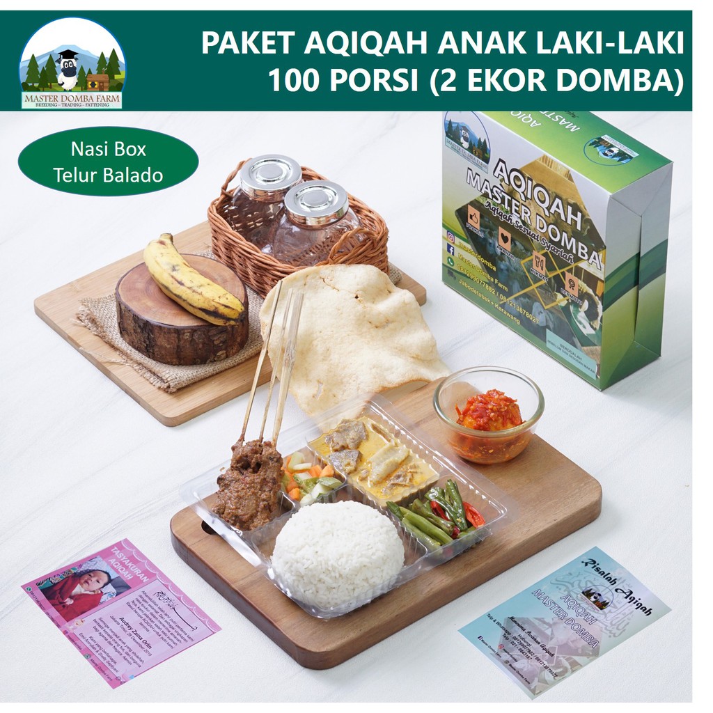 

Paket Aqiqah Praktis Laki Laki 100 Nasi Box Telur Balado