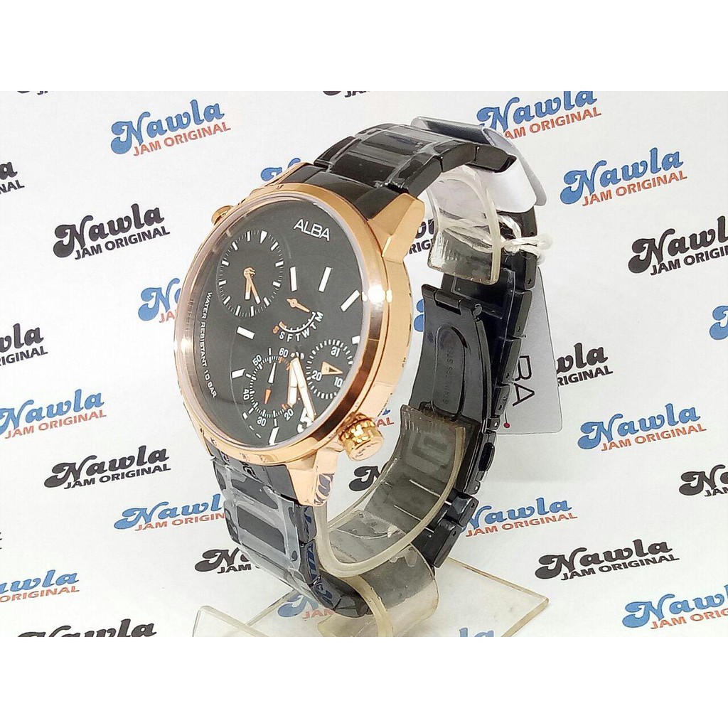 Alba Active A2A002X1 Quartz Dual Time Black - Jam Tangan Pria A2A002