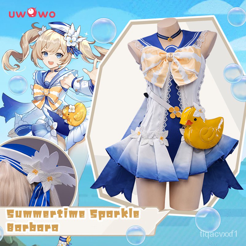 Game Genshin Impact Barbara Swimsuit Cosplay Costume Summer Outfit Summertime Sparkle