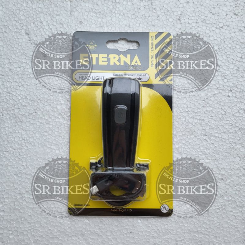 Lampu LED Depan Sepeda. RECHARGEABLE WATERPROOF. ETERNA