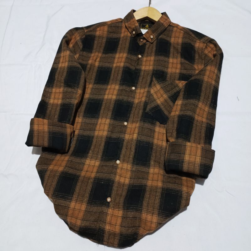 Kemeja flanel pria unisek flanel wanita panjang kotak-kotak kualitas impor bisa pilih motif-Terlaris the brown
