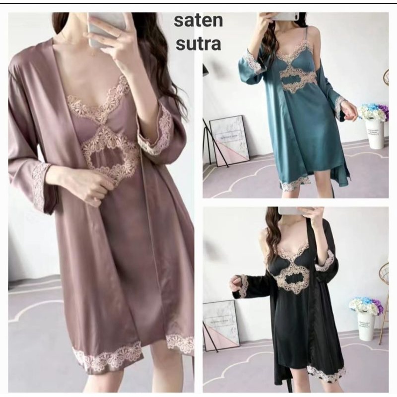 Kimono 2in1 import murah / kimono lingerie wanita import C04-C1