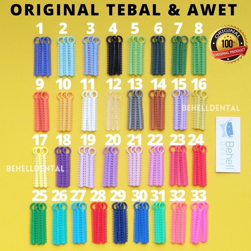 HIGH QUALITY AMERICAN ORTHODONTICS SUPER TEBAL POWER O Ori Behelldental - Karet Pehel Motif ORTHO USA Premium Ligature Ties - Motif Ring Bulat Orthodontic Rubber Braces - Bracket Kawat Gigi Orthodontics ORIGINAL - ISI 1Pcs