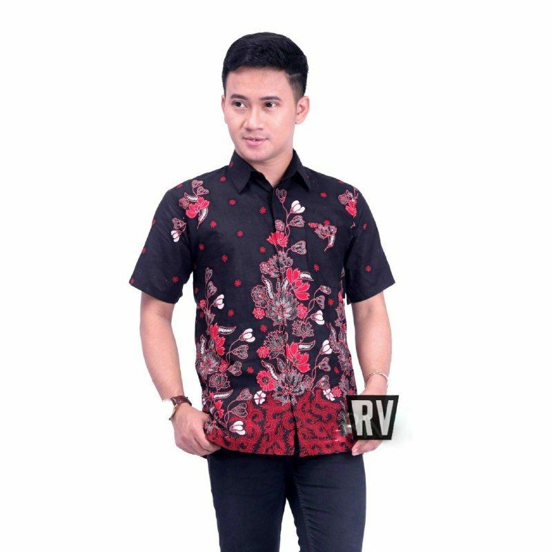 kemeja batik pria lengan pendek baju batik pria batik kantor seragam kerja ukuran reguler m.l.xl