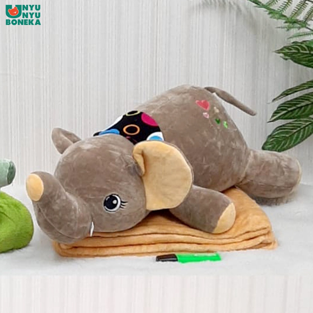 Boneka Bantal Selimut Laying Gajah Elephant Animal Safari Balmut 3 in 1