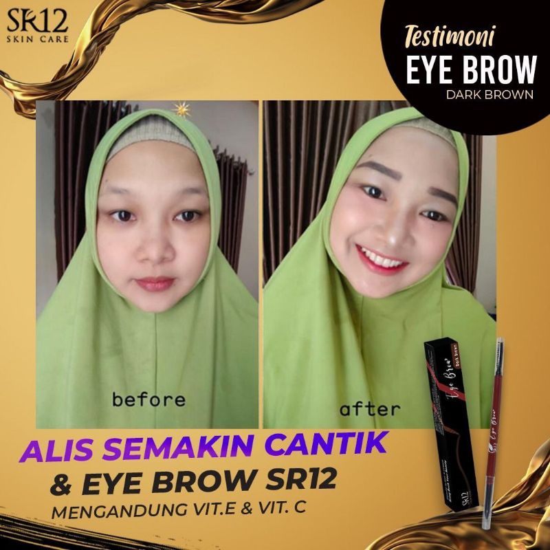 Pensil Alis SR12 EYEBROW Eye Brow Dark Brown Tahan Lama Antioksidan Mudah Diaplikasikan