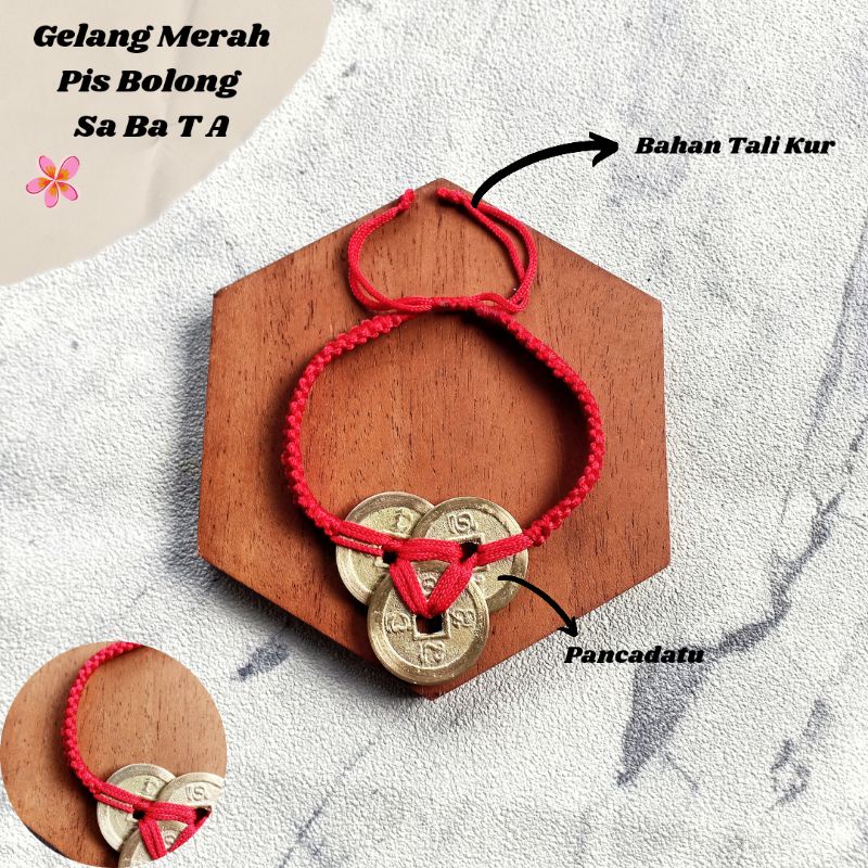 Gelang Merah Pis Bolong Sa Ba Ta A / Pis Bolong Pancadatu / Jinah Bali / Gelang Tali Merah / Craft Dewata