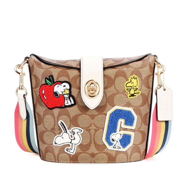 Coach X Peanuts Addie Crossbody In Signature Canvas With Varsity Patches(C4113)