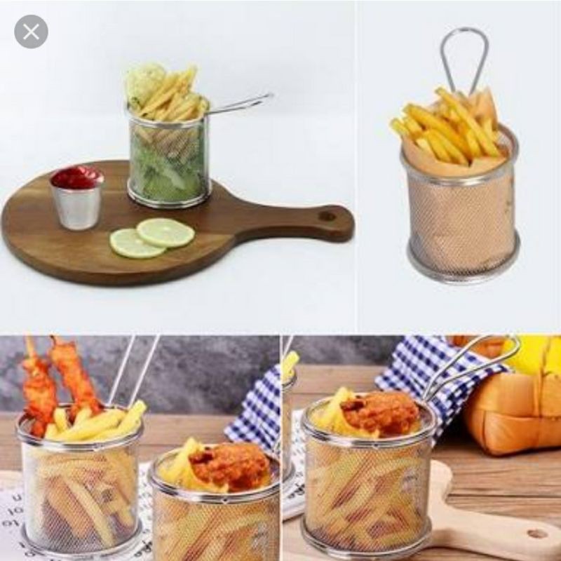 French Fries Basket - Keranjang Mini Kentang Goreng Stainless Bulat