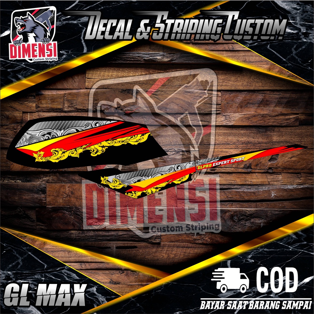 CUSTOM STIKER STRIPING VARIASI HONDA  GL PRO / STRIPING GL MAX TEMA BATIK KARBON VARIASI 025