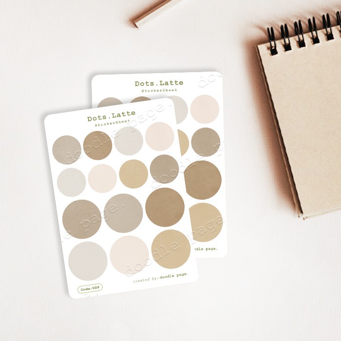 

Latte - Stiker dot bulat cream coklat