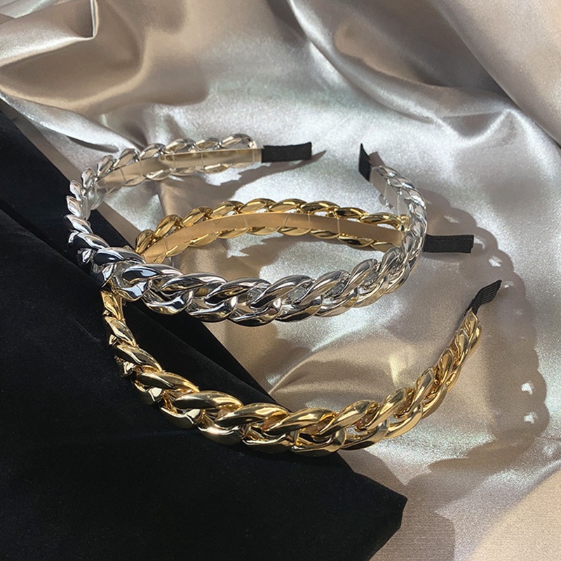 Headband Bahan Akrilik Model Rantai Kepang Untuk Wanita