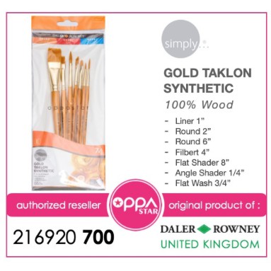 

Daler Rowney Brush Set 700 Acrylic Gold Taklon Set 7 - Kuas Lukis