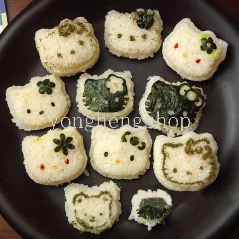 3pcs / Set Cetakan Sushi / Onigiri / Bento Bentuk Kartun Beruang / Kelinci DIY Untuk Anak