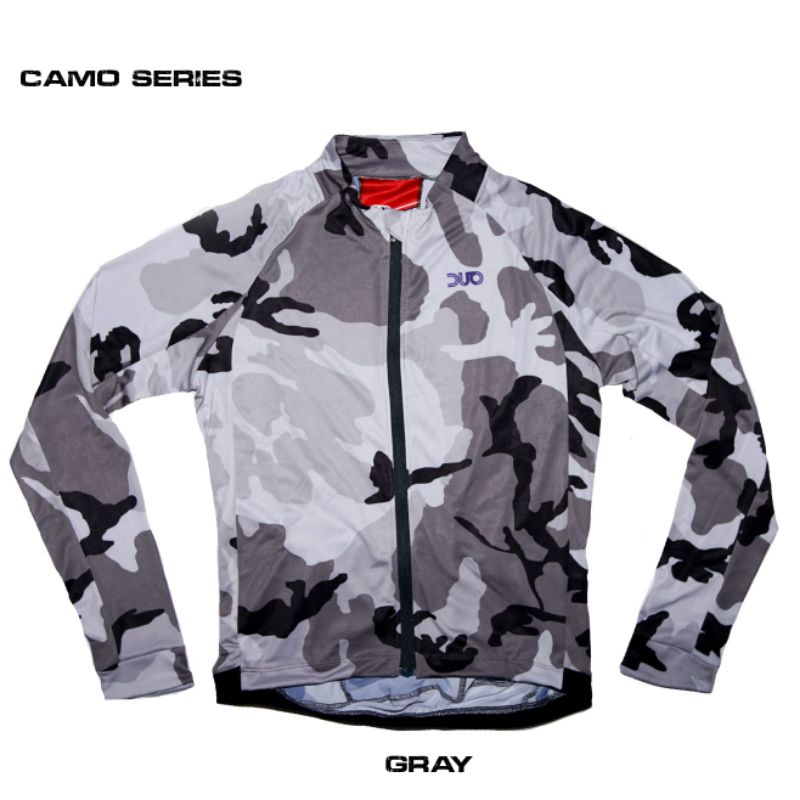 Baju jaket jersey sepeda gowes lengan panjang camo army tentara grey pria dewasa