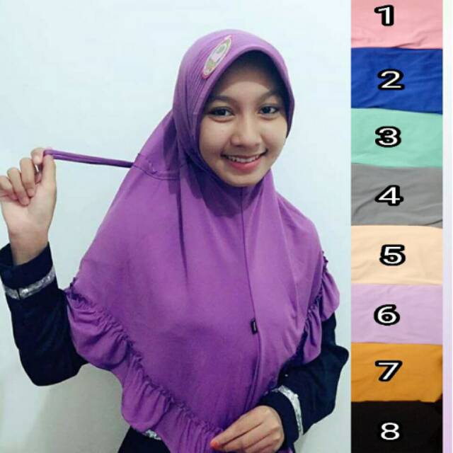 BERGO SERUT POLOS. JILBAB REMPEL JERSEY. KERUDUNG KERUT PET. HIJAB INSTAN