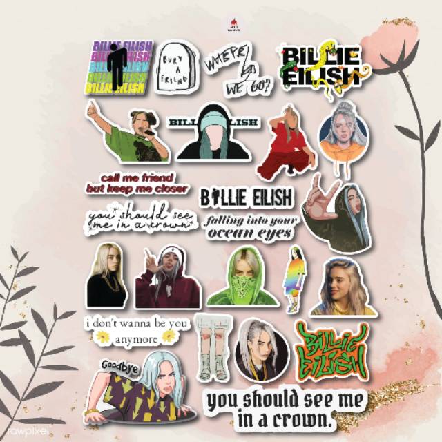 

Billie elish Sticker pack volume 1 / beli 4 lembar 50 ribu (blh mix) / BACA DESKRIPSI