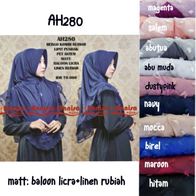 Ah280 bergo jilbab kudung syari instan