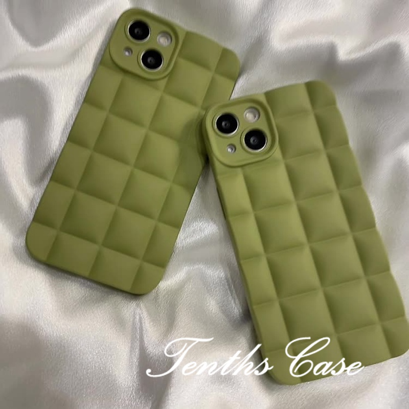 IPhone 13 12 11 Pro Max SE 2020 X Xr Xs Max 8 7 Plus Soft Case Pelindung Bentuk Kotak Warna Hijau Untuk