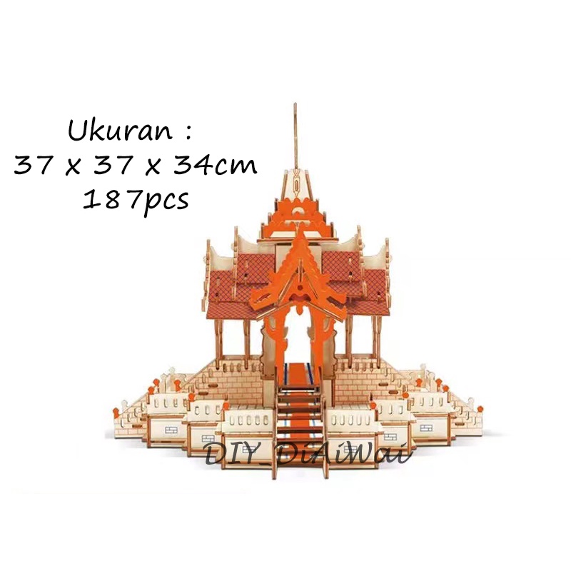 Puzzle kayu mainan / mainan puzzle / mainan edukasi / puzzle 3d - Tai Temple
