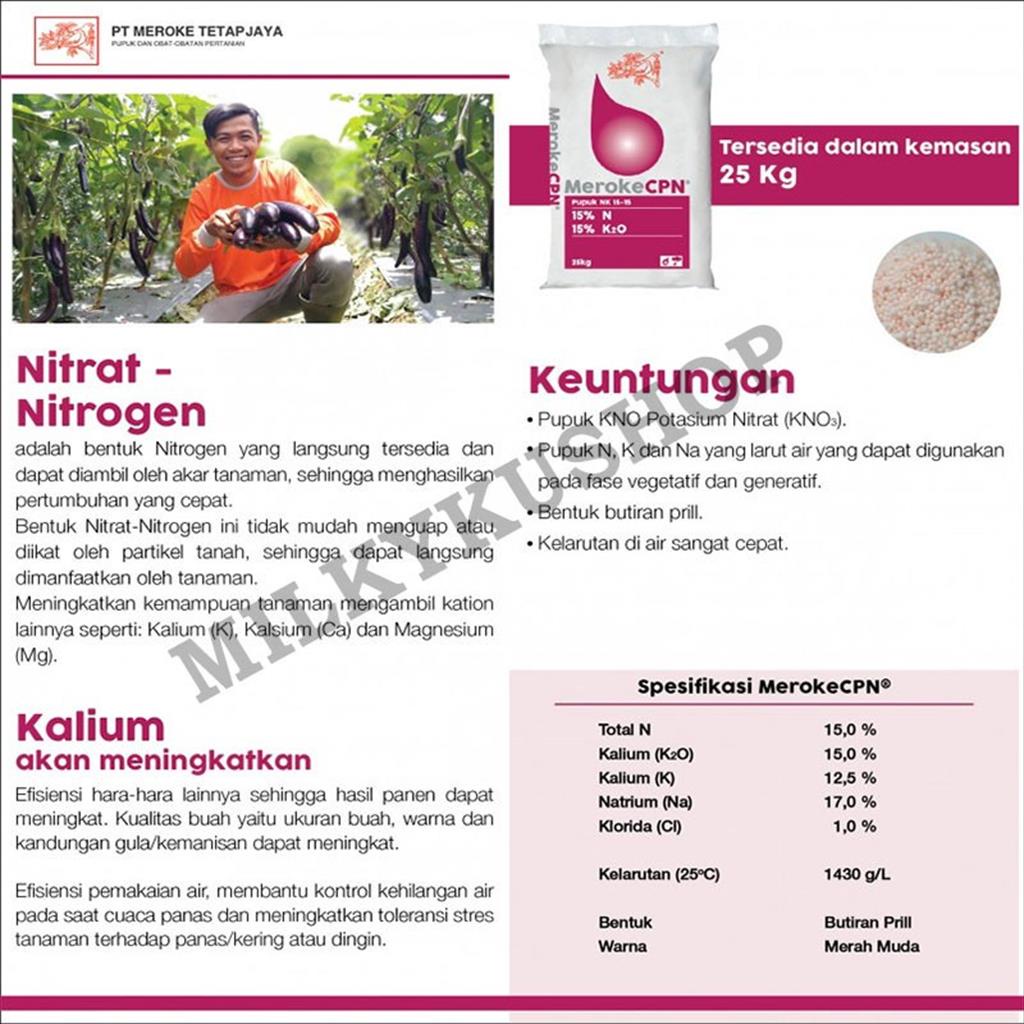 PUPUK MEROKE CPN 1 KG KEMASAN PABRIK KNO MERAH BUNGA BUAH