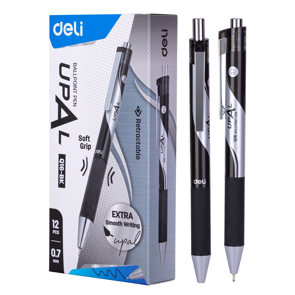 

Deli Ballpoint Pen Pulpen Tip 0.7mm Tinta Hitam Dengan Klip Logam EQ16-BK