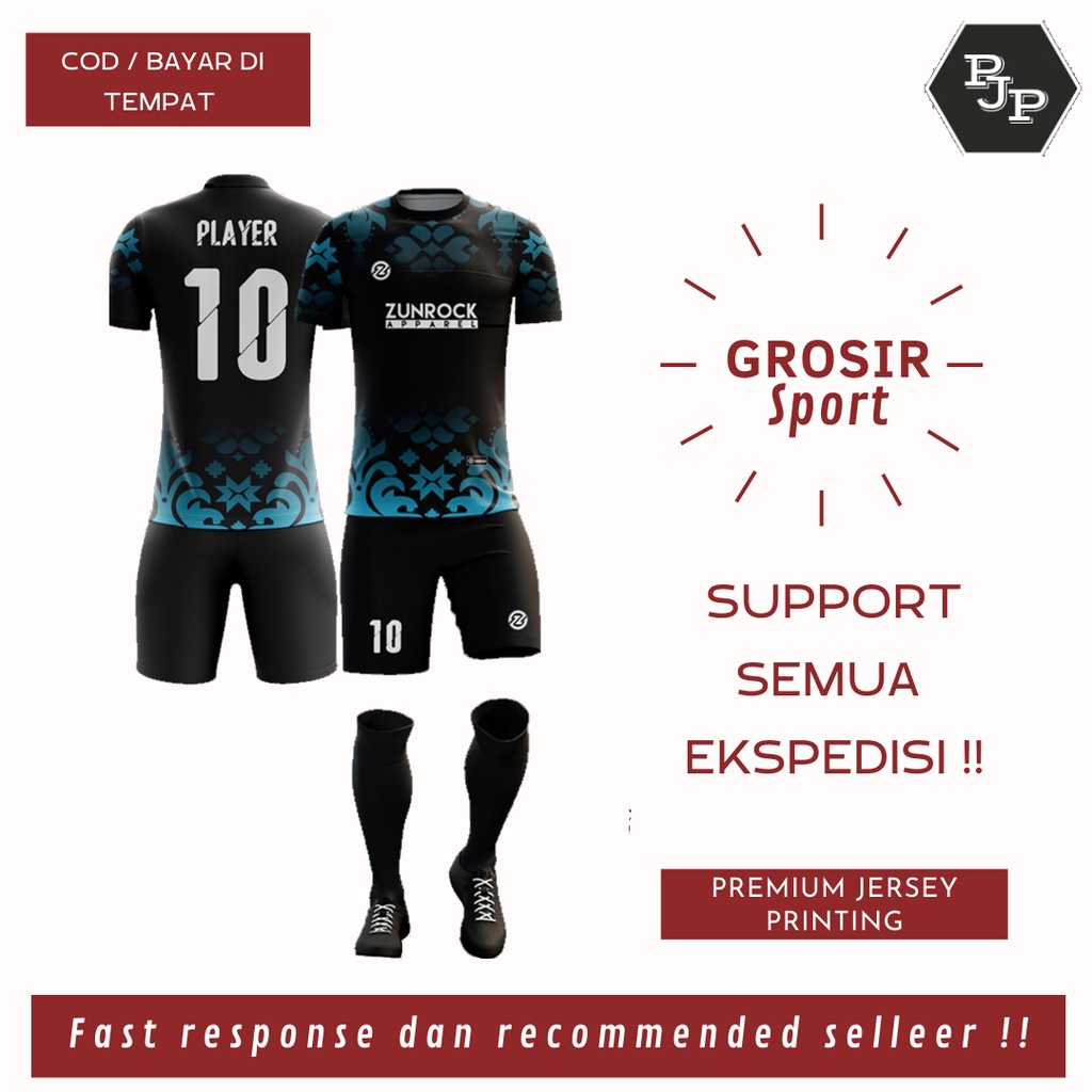 COD SATUAN DAN GROSIR Setelan baju Olahraga Jersey Futsal Bola Volly Badminton Basket Gamers Sepeda Pria Printing Custom Nama, No. Punggung, Logo, Sponsor Jersey Atasan Full Print dan Bawahan Sablon Polyplex Jersey Printing Custom Sublim Zunrock Bandung